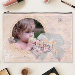 Sweet As Pie -pastel Flowers-diamonds Xxxl Cosmetic Bag