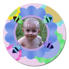 Flowers And Bees Round 5 Inch Magnet