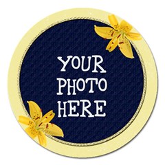 Yellow Lily Round 5 Inch Magnet
