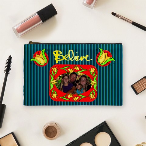 Believe Medium Cosmetic Bag By Joy Johns Front