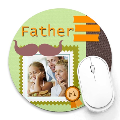 Fathers Day By Dad 8 x8  Round Mousepad - 1