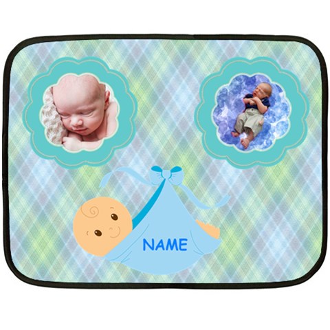 Baby Boy Mini Blanket, 2 Sides #4 By Joy Johns 35 x27  Blanket Front