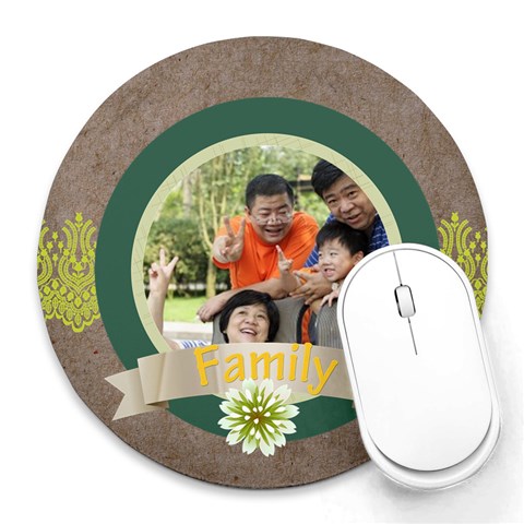 Fathers Day By Family 8 x8  Round Mousepad - 1