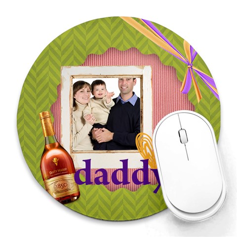 Fathers Day By Dad 8 x8  Round Mousepad - 1