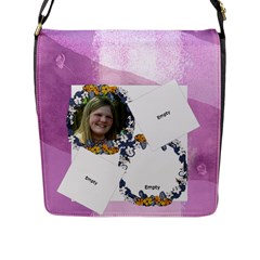 Purple Varigated Flap Closure Messessnger Bag Large