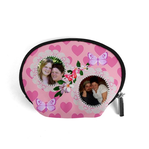 Pink Hearts And Butterflies Small Accessory Pouch By Kim Blair Front