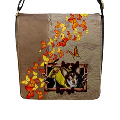 Two Tone Brown Flap Closure Messenger Bag (large)