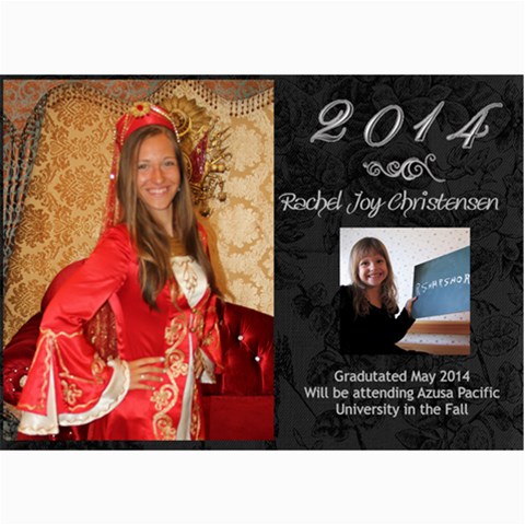 Rachel Grad Announcemnet By Stacey 7 x5  Photo Card - 10