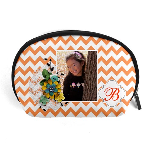 Pouch (l) : Orange Chevron By Jennyl Front