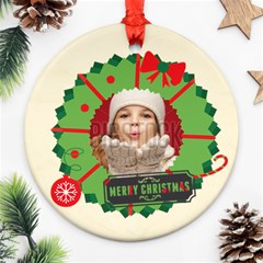 merry christmas - Round Ornament (Two Sides)