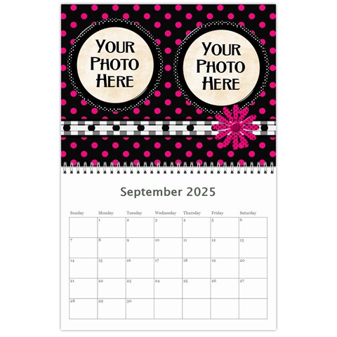 2025 Black White And Pink Calendar By Lisa Minor Sep 2025