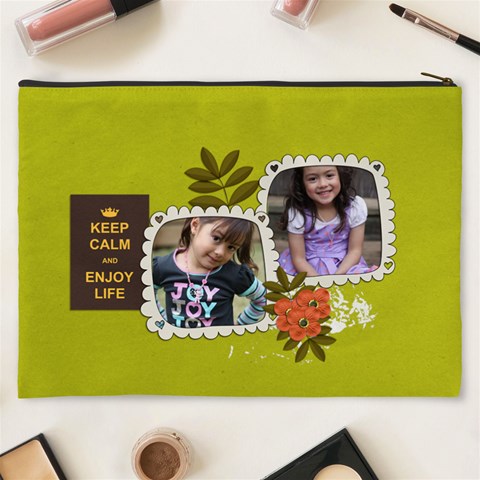 Cosmetic Bag (xxxl): Keep Calm By Jennyl Back