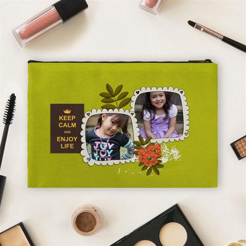 Cosmetic Bag (l): Keep Calm By Jennyl Back