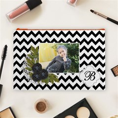 Cosmetic Bag (l): Black Chevron