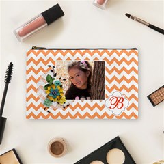 Cosmetic Bag (m): Orange Chevron