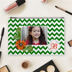 Cosmetic Bag (l): Green Chevron