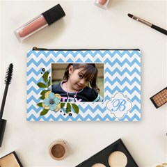 Cosmetic Bag (m): Blue Chevron