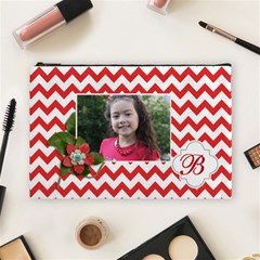 Cosmetic Bag (l): Red Chevron