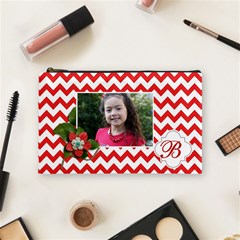 Cosmetic Bag (m): Red Chevron