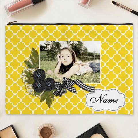 Cosmetic Bag (xxxl): Black Ribbon By Jennyl Front