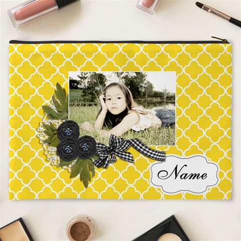 Cosmetic Bag (xxxl): Black Ribbon By Jennyl Back