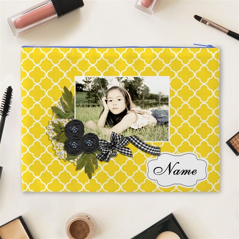 Cosmetic Bag (xl): Black Ribbon By Jennyl Back