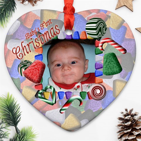 Baby s First Christmas Heart Ornament Two Sides By Chere s Creations Front