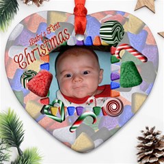 Baby s First Christmas Heart Ornament Two Sides - Heart Ornament (Two Sides)