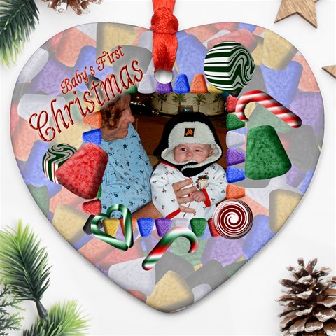 Baby s First Christmas Heart Ornament Two Sides By Chere s Creations Back