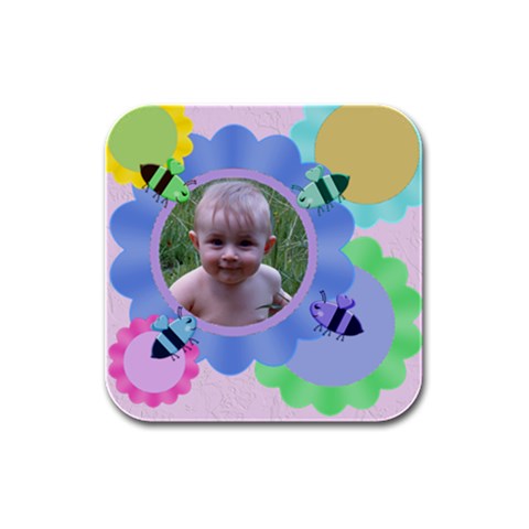 Flowers And Bees Rubber Square Coaster 4 Pack By Chere s Creations Front