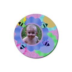 Bees And Flowers Round Rubber Coaster