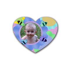 Bees And Flowers Rubber Heart Coaster 4 Pack