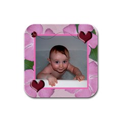 Ladybug-Hearts Rubber Square Coaster 4 Pack - Rubber Square Coaster (4 pack)