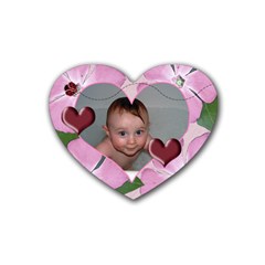 Ladybug-Heart Rubber Coaster Heart - Rubber Coaster (Heart)