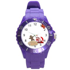 xmas merry charsitmas - Round Plastic Sport Watch (L) xmas merry charsitmas - Round Plastic Sport Watch (L)