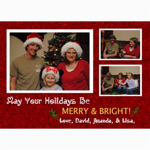 Merry & Bright Christmas Card By Terry 7 x5  Photo Card - 1