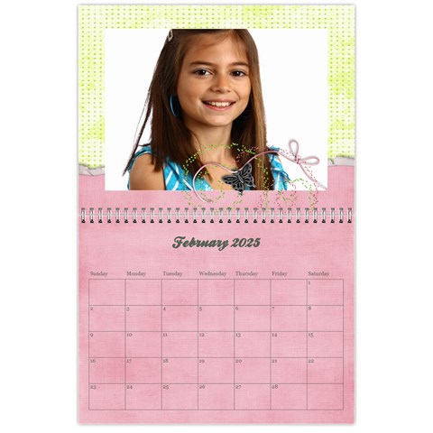 Pinky Green Floral Calendar 2025 By Mikki Feb 2025