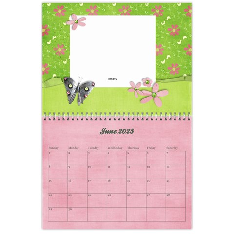 Pinky Green Floral Calendar 2025 By Mikki Jun 2025