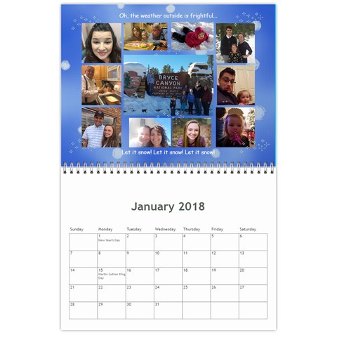 Calendar 2018 By Debbie Jan 2018