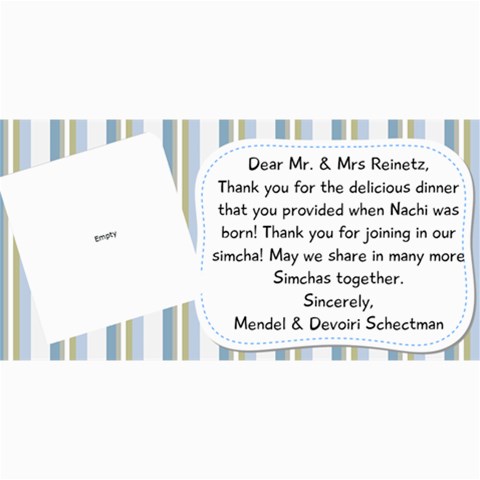 Nachi Thank You Card By Devorah Schectman 8 x4  Photo Card - 41