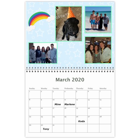2020 Calendar Angie By Marlene Mar 2020