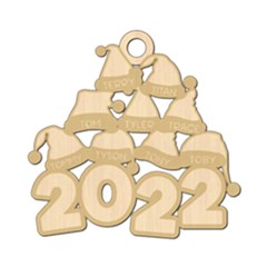 Personalized 9 Names Santa Hats Christmas Family - Wood Ornament