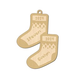 Personalized Christmas Name Sock 3 - Wood Ornament Personalized Christmas Name Sock 3 - Wood Ornament