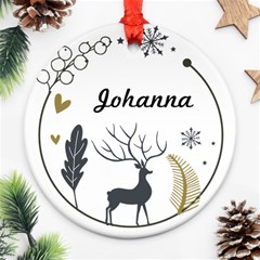 Xmas Deer with Photo Circle Ornaments - Round Ornament (Two Sides) Xmas Deer with Photo Circle Ornaments - Round Ornament (Two Sides)