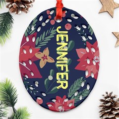 Xmas Flower Pattern Ornament - Ornament (Oval Filigree) Xmas Flower Pattern Ornament - Ornament (Oval Filigree)