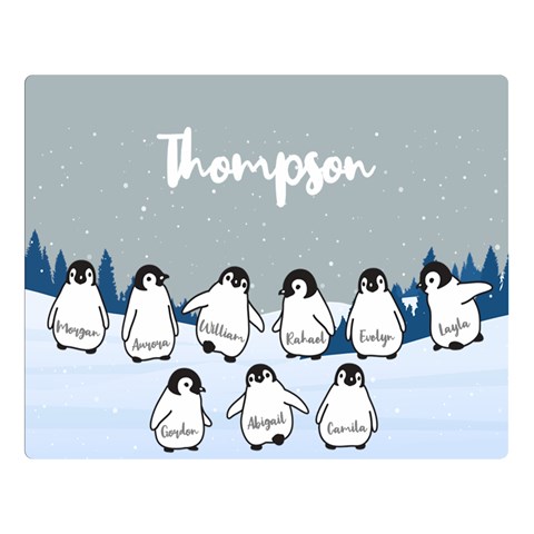 Personalized Name Penguin Family By Wanni 80 x60  Blanket Front
