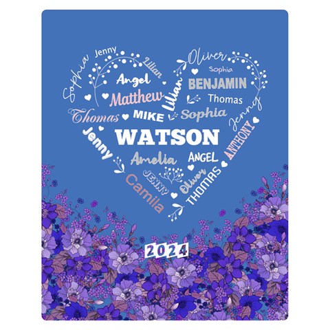 Personalized Family Name Love Heart Flower By Wanni 60 x50  Blanket Front