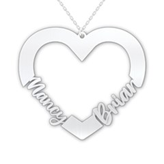 Personalized Heart Love Couple Name - 925 Sterling Silver Name Pendant Necklace Personalized Heart Love Couple Name - 925 Sterling Silver Name Pendant Necklace