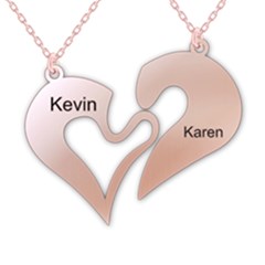 Personalized 2 Names Heart - 925 Sterling Silver Pendant Necklace Personalized 2 Names Heart - 925 Sterling Silver Pendant Necklace