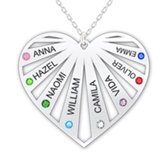 Personalized Name 8 Members Family Tree Heart Love - 925 Sterling Silver Pendant Necklace Personalized Name 8 Members Family Tree Heart Love - 925 Sterling Silver Pendant Necklace